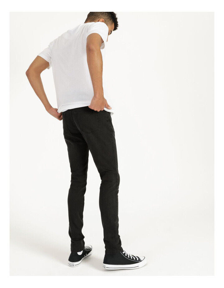 KENJI " Zack " Skinny Leg Jeans Black Denim Mens Size 26 Waist 68cm NEW