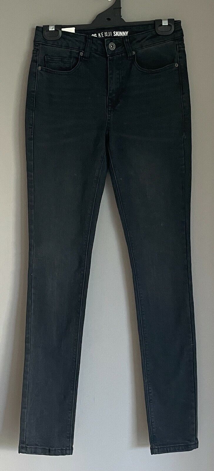 KENJI " Zack " Skinny Leg Jeans Black Denim Mens Size 26 Waist 68cm NEW