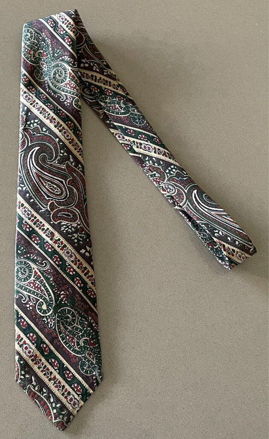 Vintage Mens Silk Neck Tie RICHARDS SYDNEY Multicolour Paisley & Stripe Silk