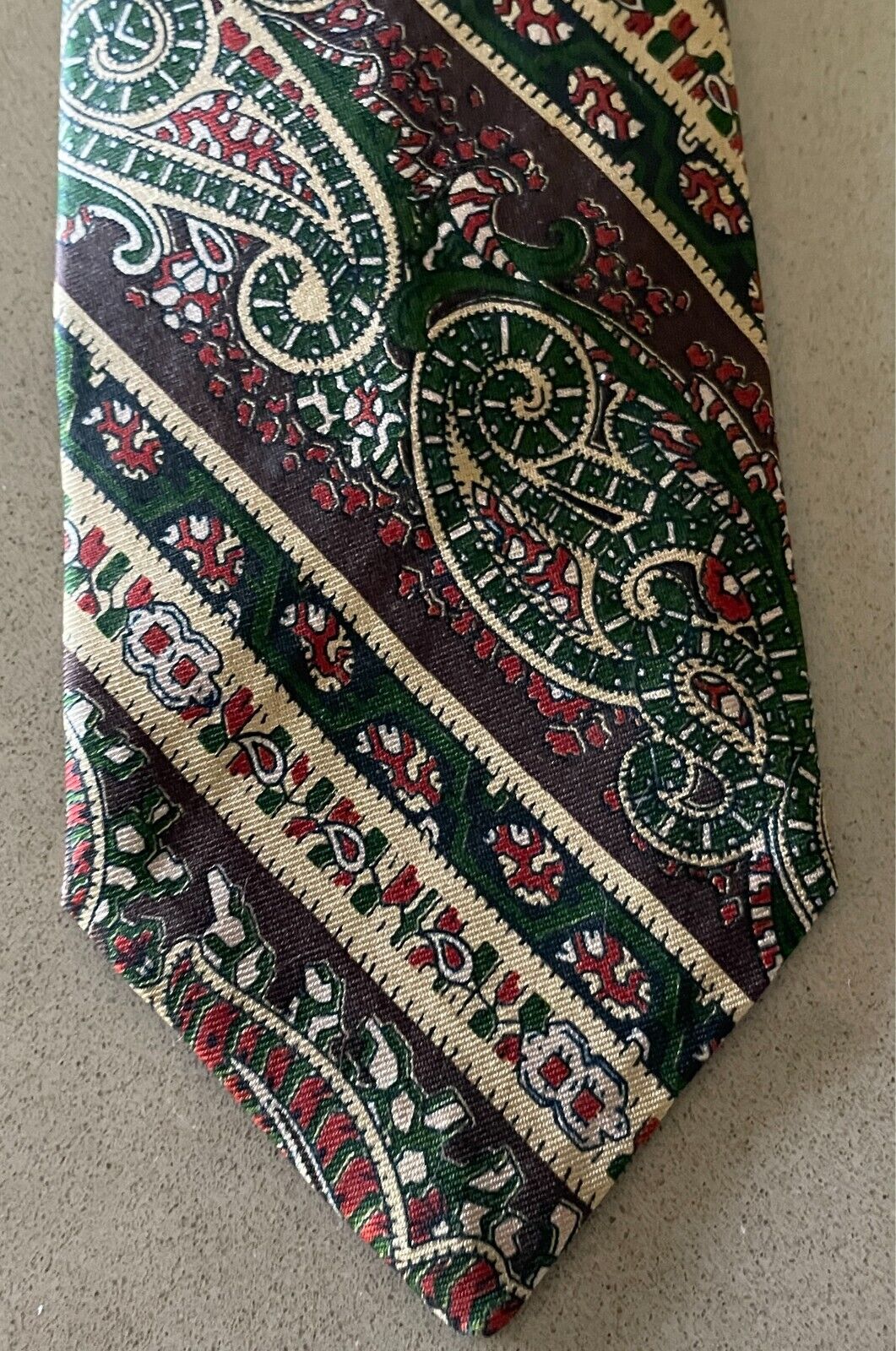 Vintage Mens Silk Neck Tie RICHARDS SYDNEY Multicolour Paisley & Stripe Silk