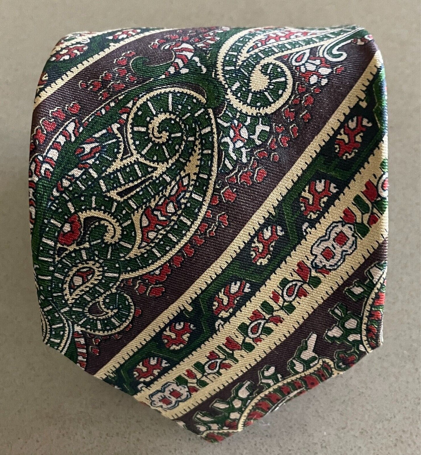 Vintage Mens Silk Neck Tie RICHARDS SYDNEY Multicolour Paisley & Stripe Silk