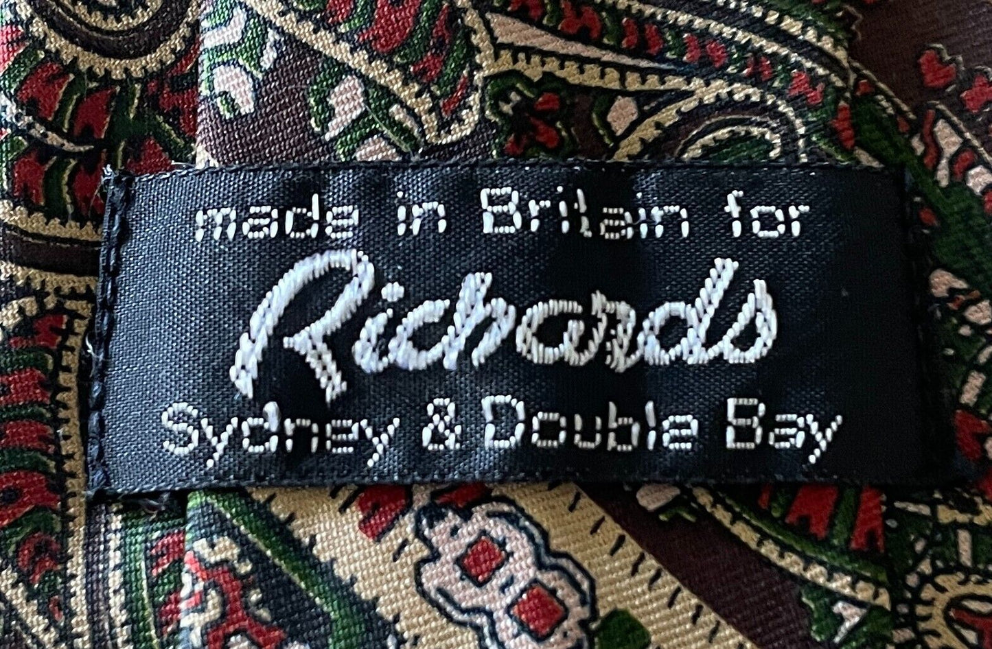 Vintage Mens Silk Neck Tie RICHARDS SYDNEY Multicolour Paisley & Stripe Silk