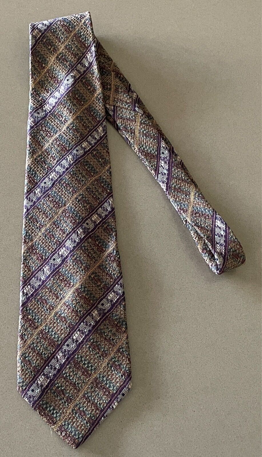 Mens COUNTRY ROAD Silk Neck Tie Multicoloured Stripe Print Vintage