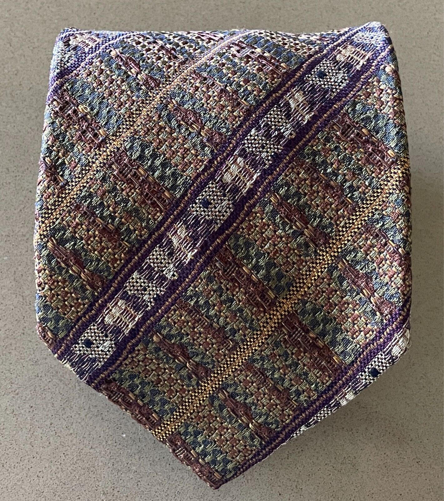 Mens COUNTRY ROAD Silk Neck Tie Multicoloured Stripe Print Vintage