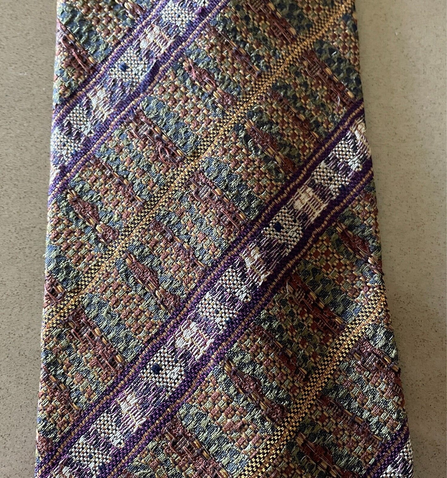 Mens COUNTRY ROAD Silk Neck Tie Multicoloured Stripe Print Vintage
