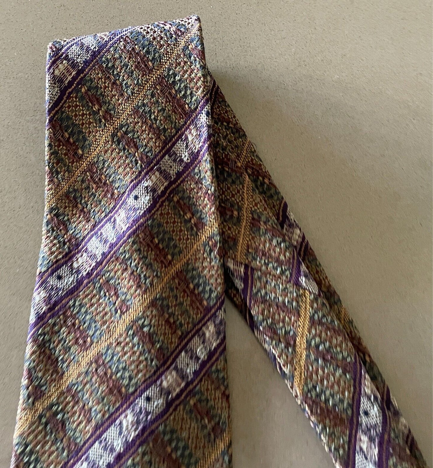 Mens COUNTRY ROAD Silk Neck Tie Multicoloured Stripe Print Vintage