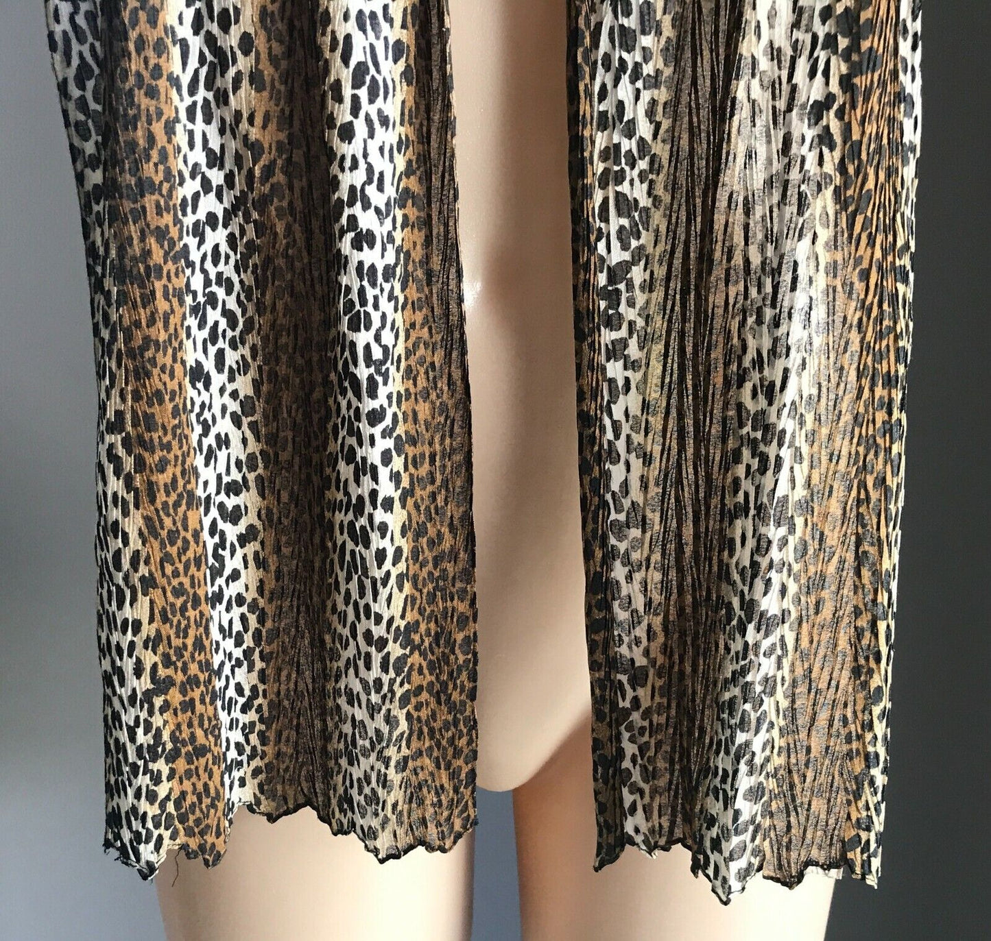 Scarf Wilma Flintstone Leopard Perma Crinkle Semi Sheer Black Brown Cream NEW