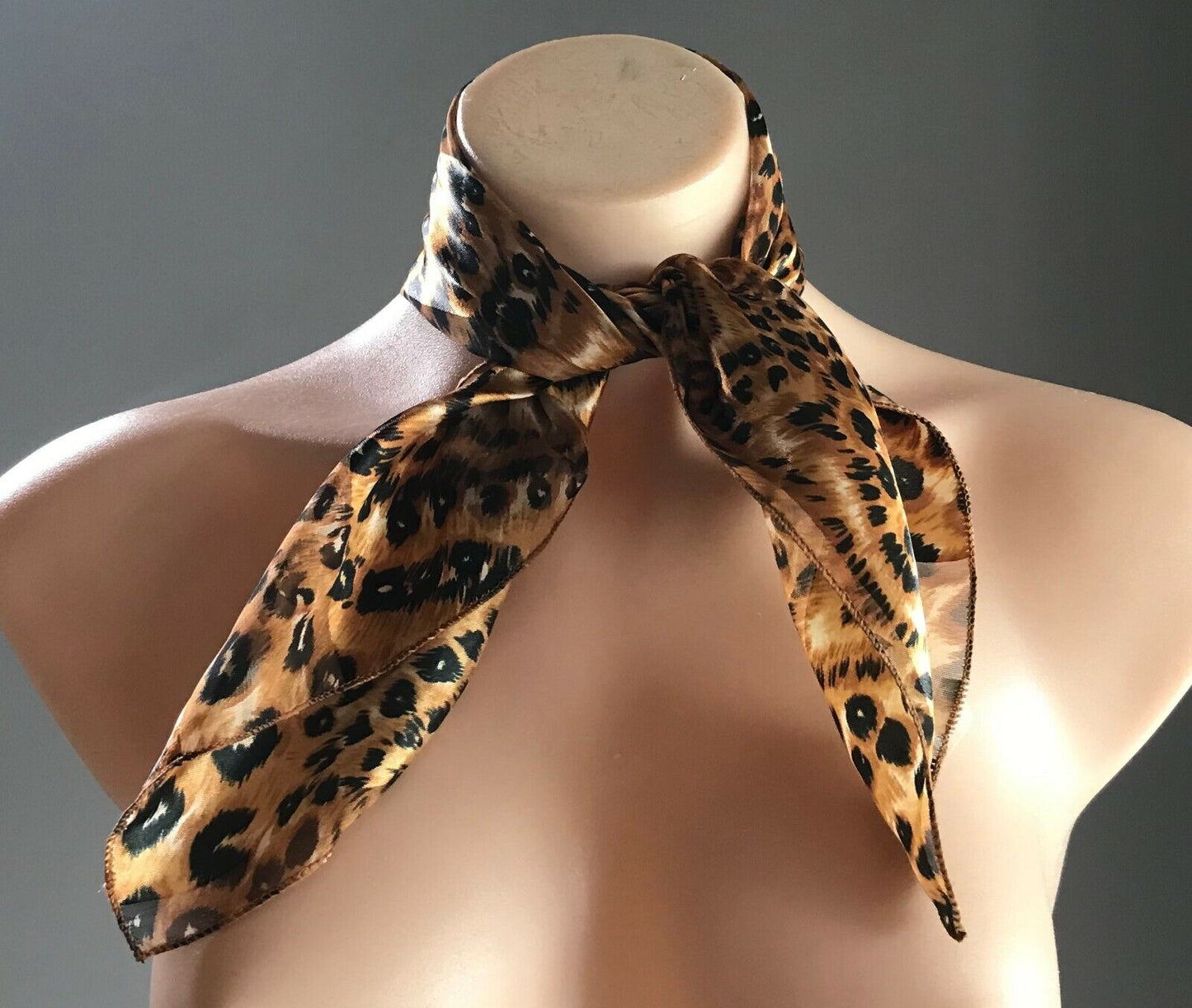 Neck Scarf Semi Sheer Browns Gold Black Animal Print Leopard Spot & Stripes NEW
