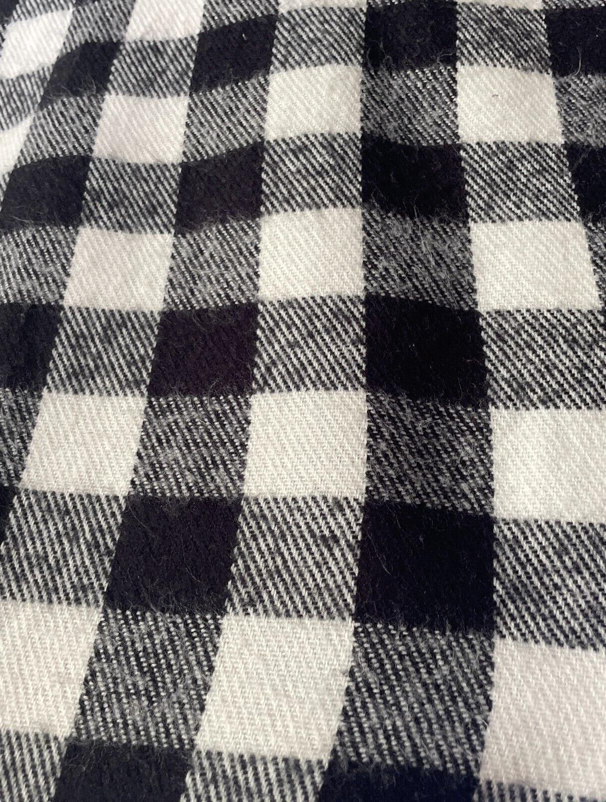 Neck Scarf Black & White Check Knit Rectangle Fringed Large 184 x 52cm Unisex