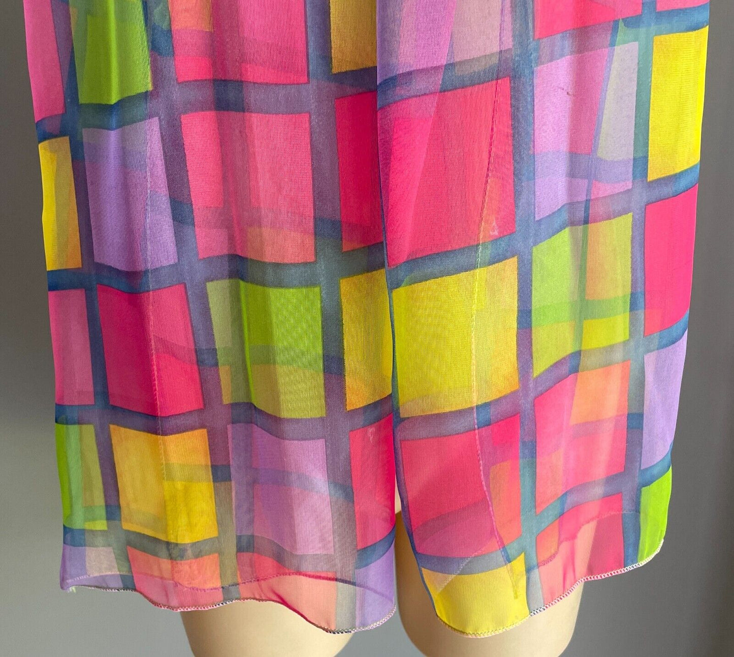 Neck Scarf Semi Sheer Long Shawl Squares Print Blue Purple Pink Yellow Green NEW