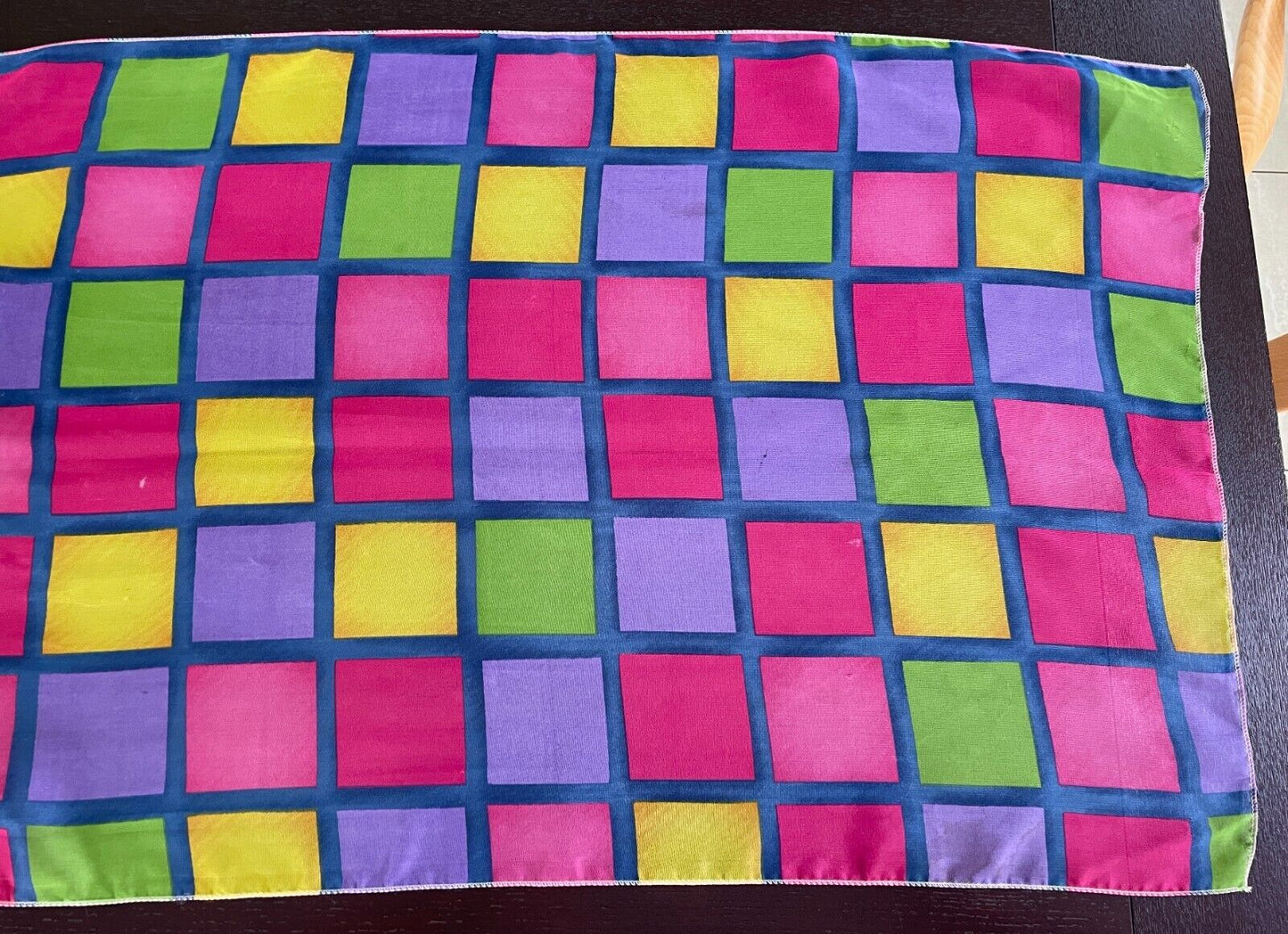 Neck Scarf Semi Sheer Long Shawl Squares Print Blue Purple Pink Yellow Green NEW