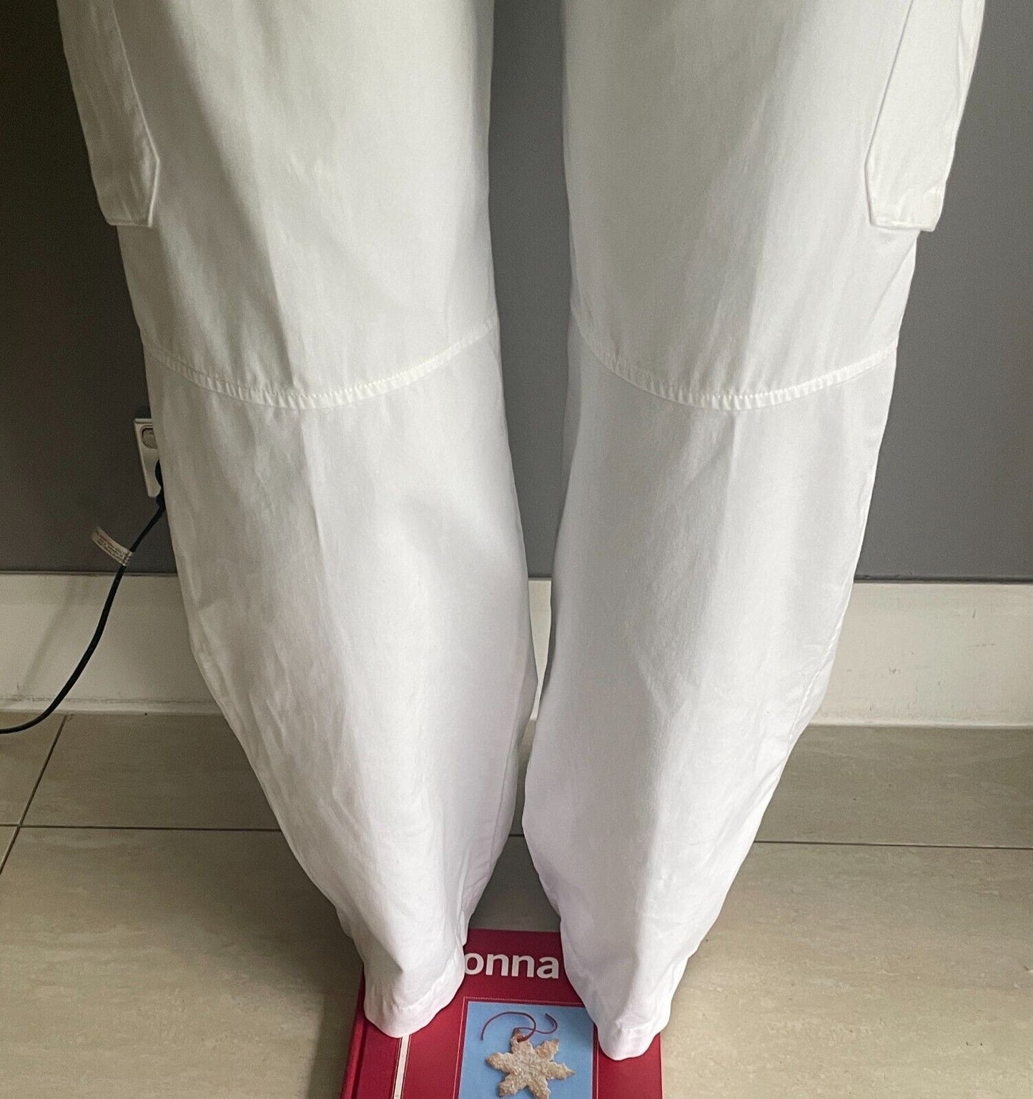 MARCS Mens Cargo Pants White Cotton Full Length Size 36/94cm Waist Wide Leg