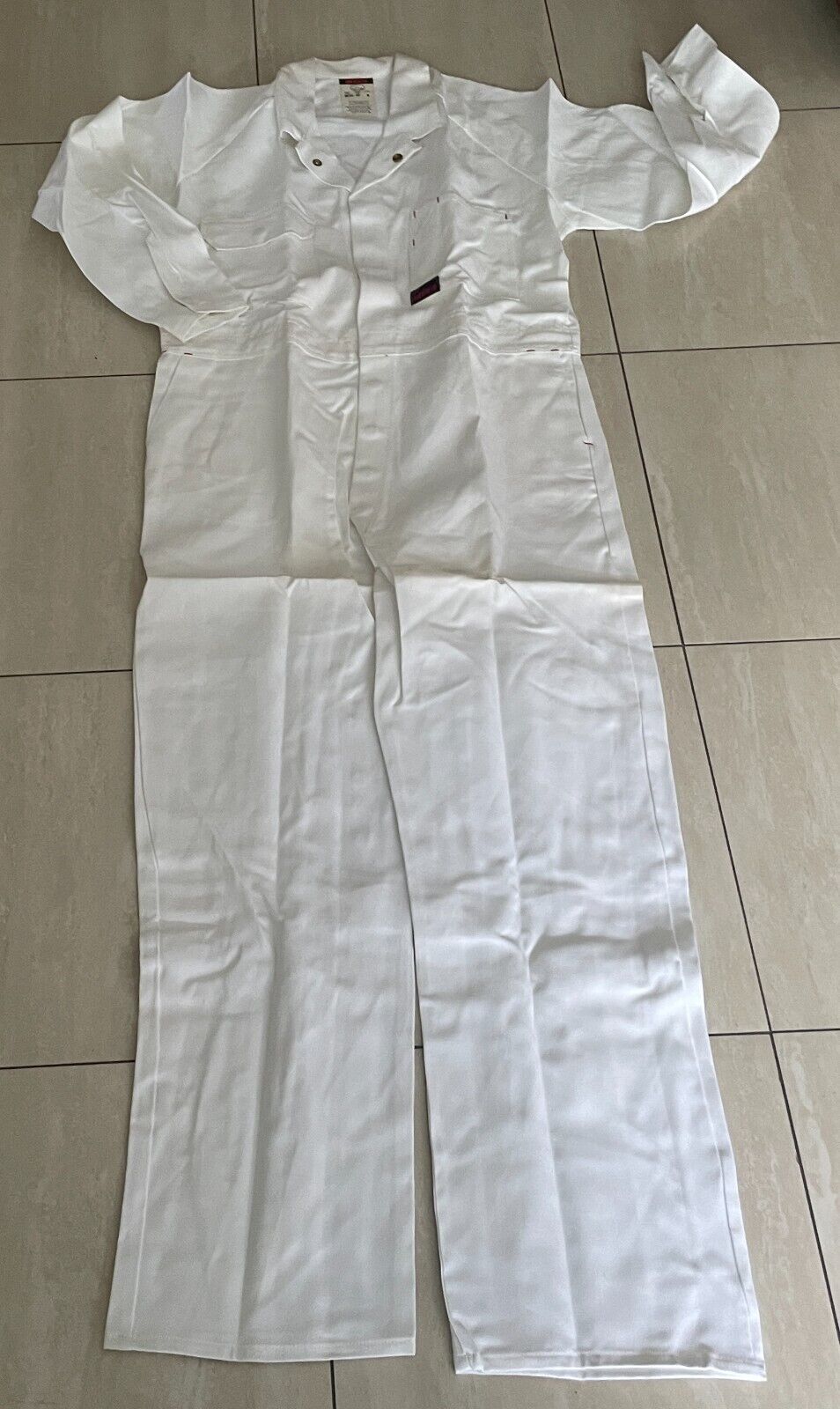 Vintage CANT-TEAR-EM OVERALLS White Heavy Duty Cotton Drill Size 9 107R Waist