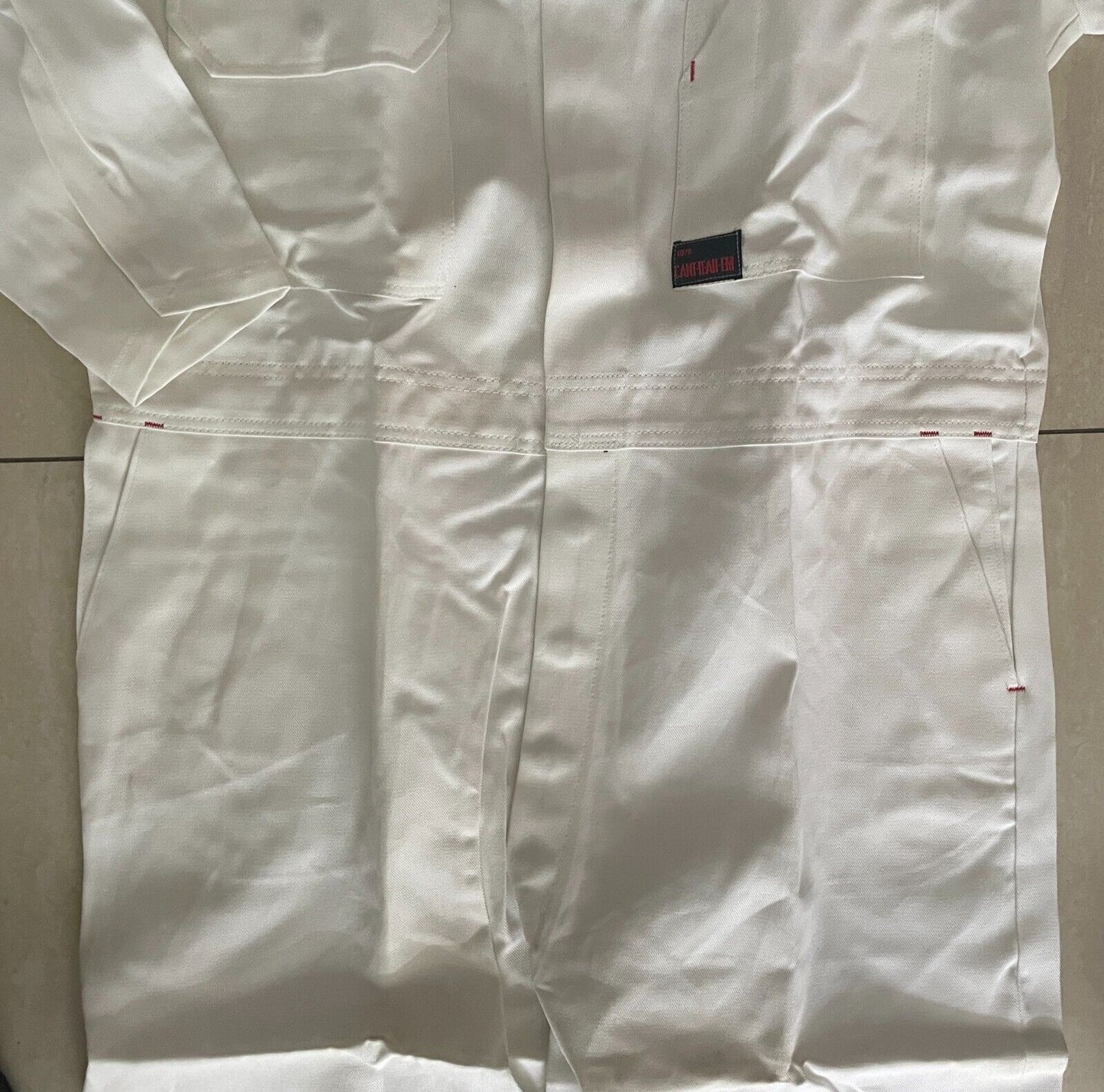 Vintage CANT-TEAR-EM OVERALLS White Heavy Duty Cotton Drill Size 9 107R Waist