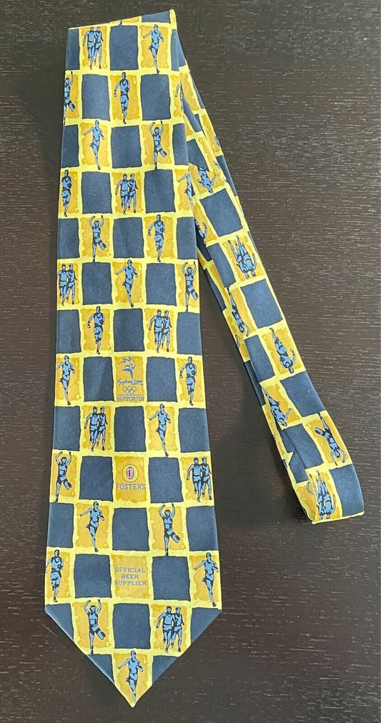 FOSTERS DAVENPORT Silk Tie Sydney 2000 Olympics Track & Field Supporter Beer