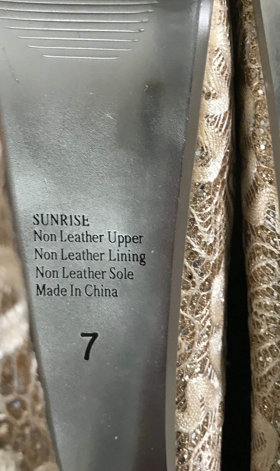 ZU "Sunrise" Stiletto Shoes Glitter Gold Fabric Platform High Heel Size 7 NEW