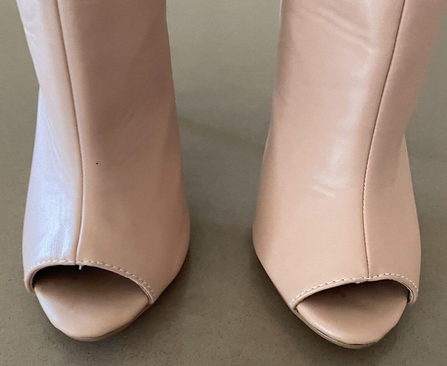 MARCO GIANNI Nude Leather Peep Toe Stiletto High Heel Lace Up Back Shoes Size 37
