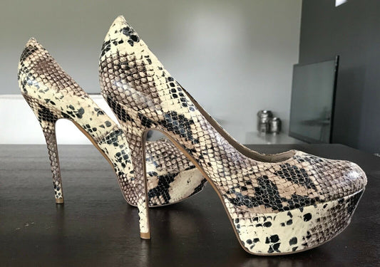 LIPSTIK Shoes Snake Print Pleather Platform High Stiletto Heel Ladies Size 9 M