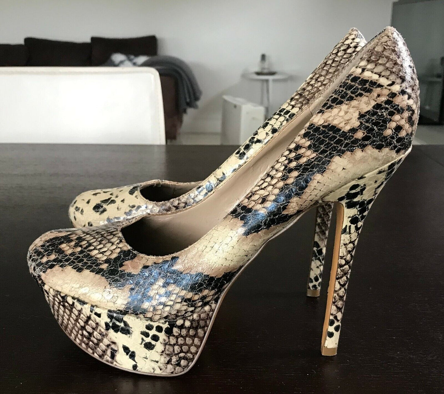 LIPSTIK Shoes Snake Print Pleather Platform High Stiletto Heel Ladies Size 9 M