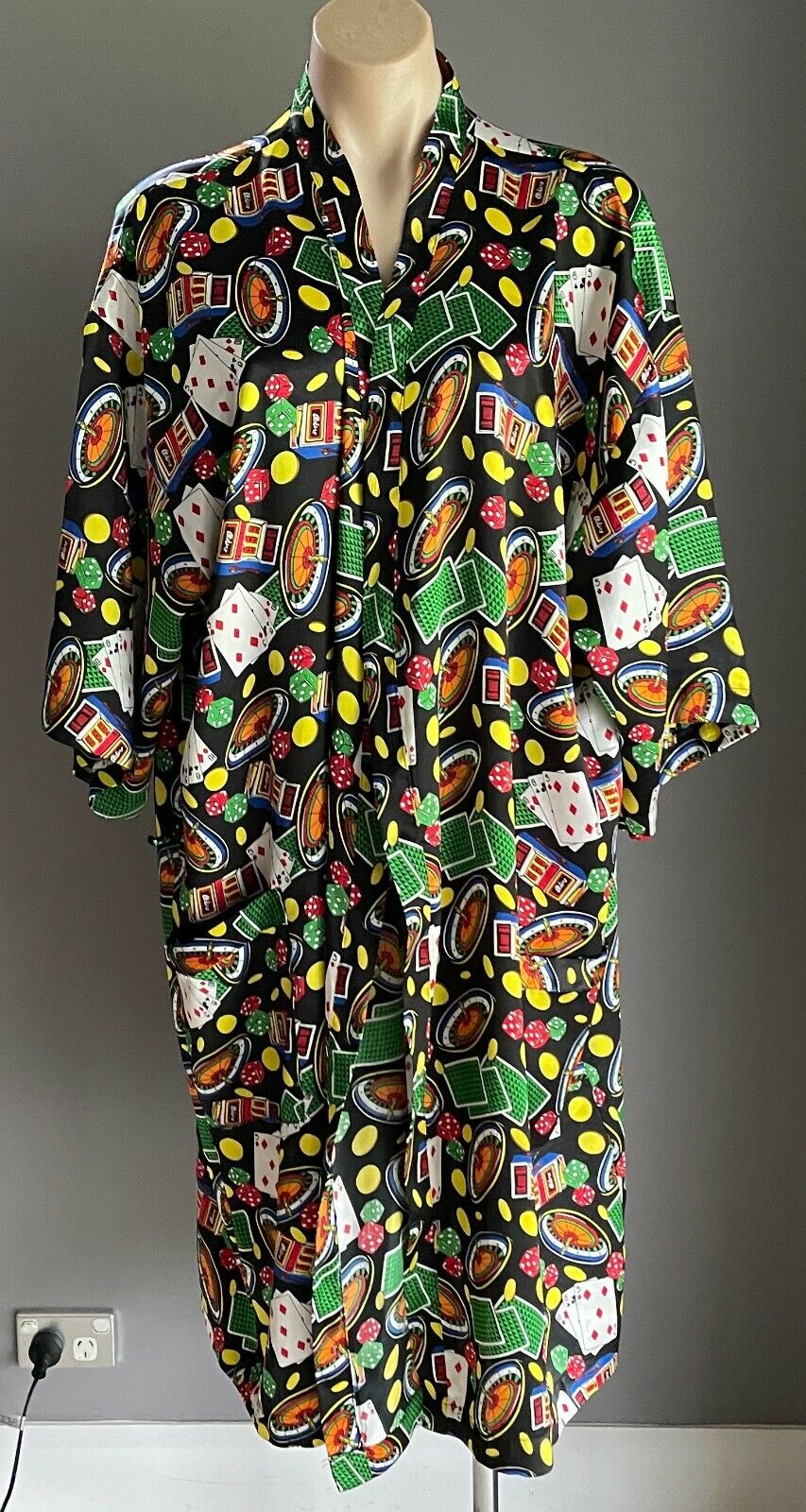 LONE STAR Bath Robe Poker Casino Gambling Print Short Sleeve MultiColour Novelty