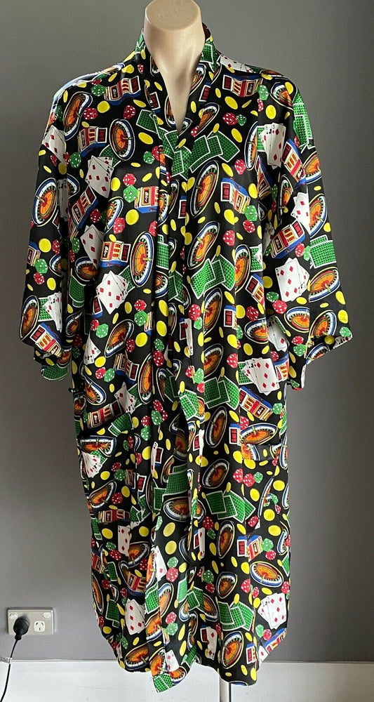 LONE STAR Bath Robe Poker Casino Gambling Print Short Sleeve MultiColour Novelty