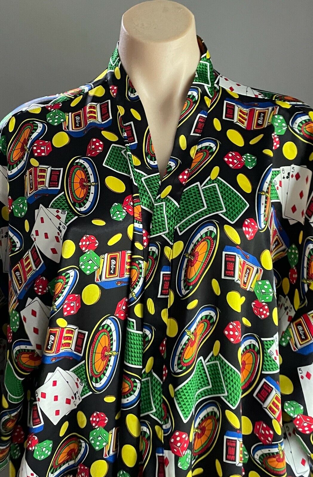 LONE STAR Bath Robe Poker Casino Gambling Print Short Sleeve MultiColour Novelty