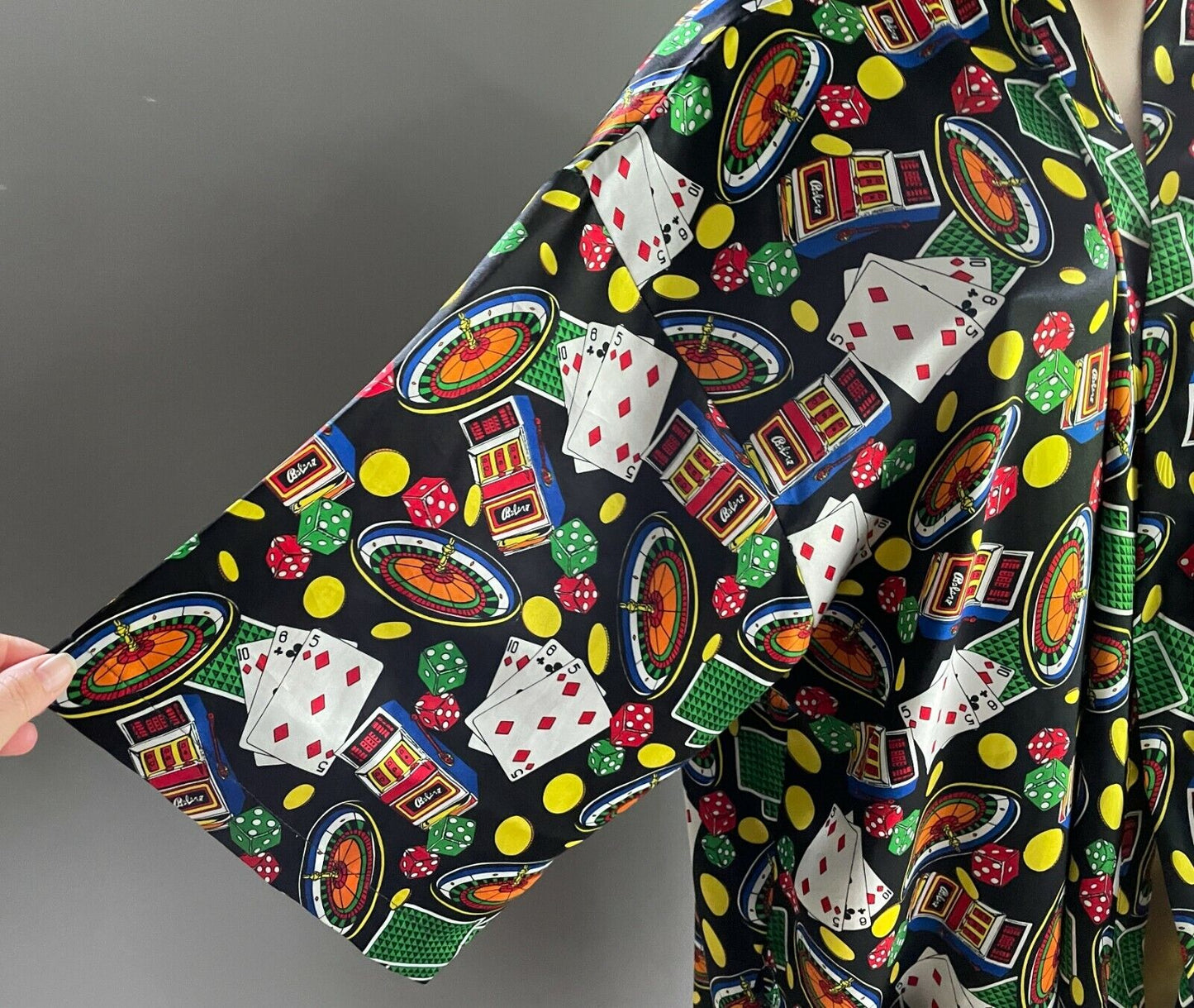 LONE STAR Bath Robe Poker Casino Gambling Print Short Sleeve MultiColour Novelty