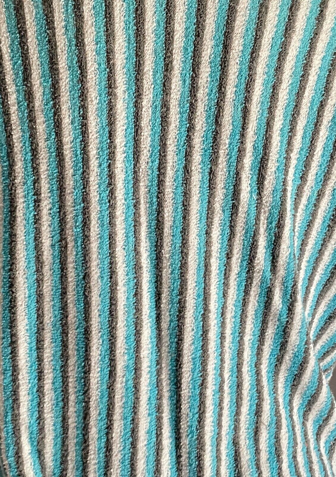 WALTONS Terry Towelling Blue Grey White Stripe Sh/Sleeve Sz 16 Vintage Bath Robe