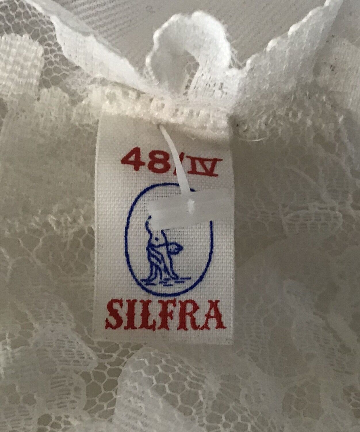 Vintage SILFRA Robe White Bri-Nylon Lace Trim 3/4 Sleeve Size 10 12 Italy NEW