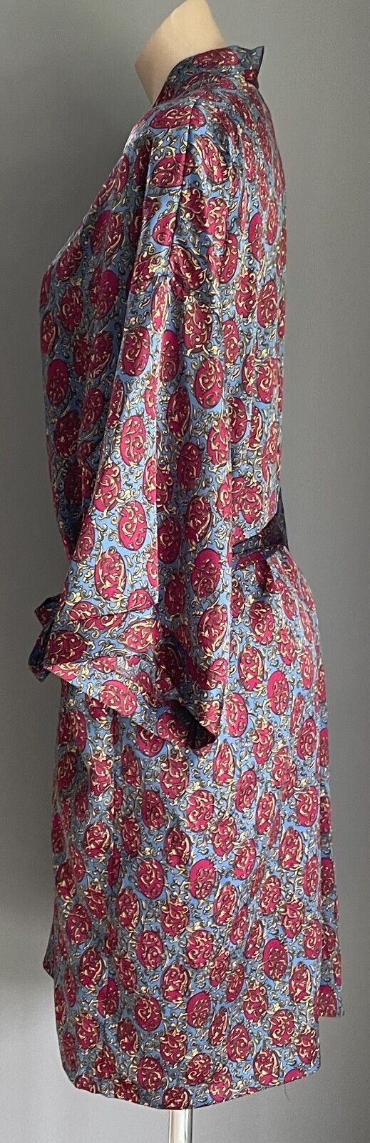 ROBES OF AUSTRALIA Burgundy Blue Print Bath Robe Short Sleeve Sz XL 20 22 Unisex