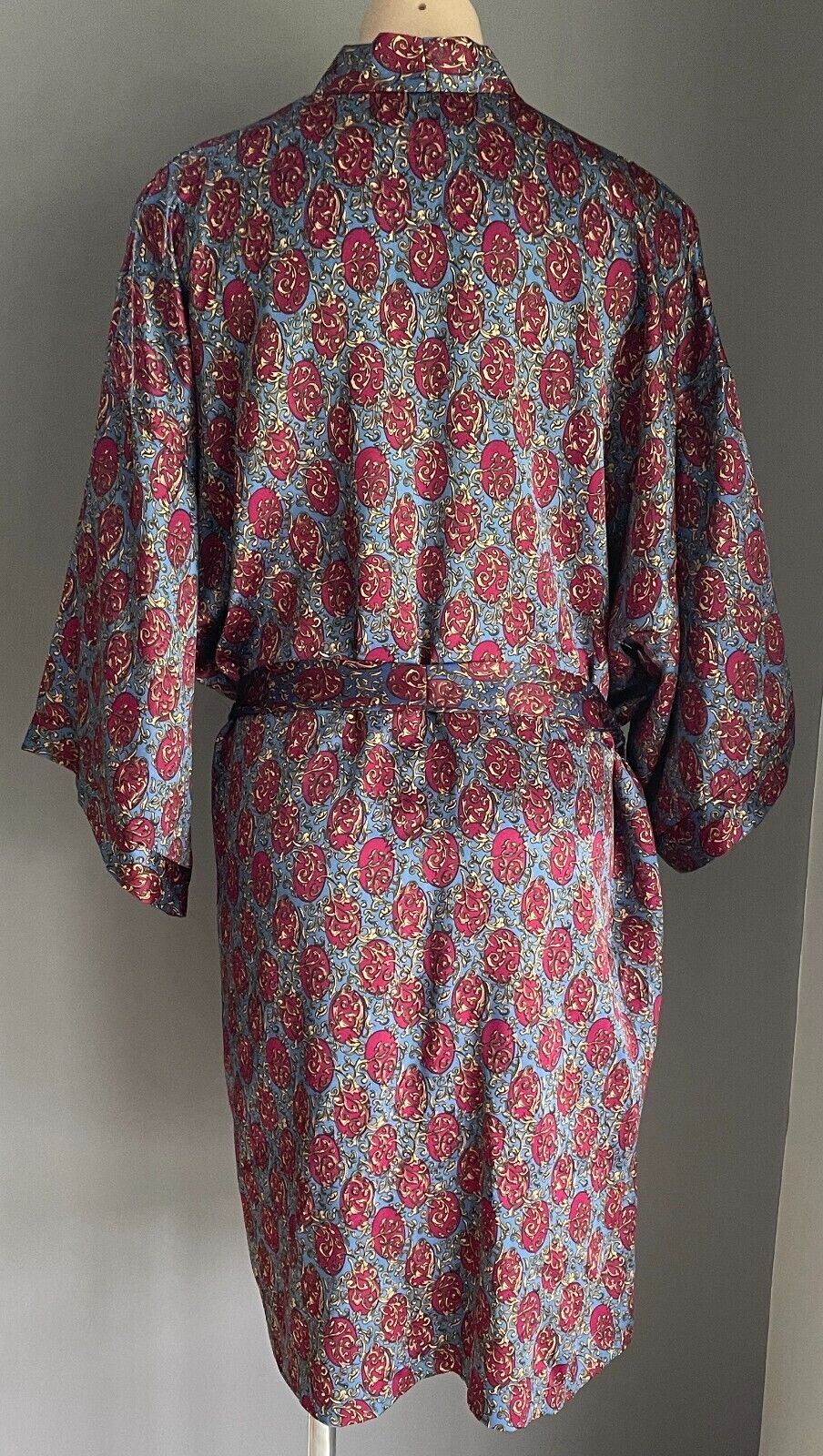 ROBES OF AUSTRALIA Burgundy Blue Print Bath Robe Short Sleeve Sz XL 20 22 Unisex