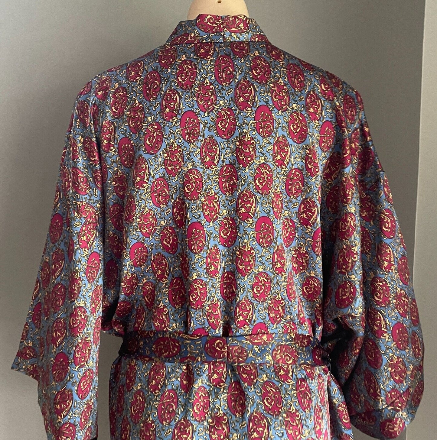 ROBES OF AUSTRALIA Burgundy Blue Print Bath Robe Short Sleeve Sz XL 20 22 Unisex