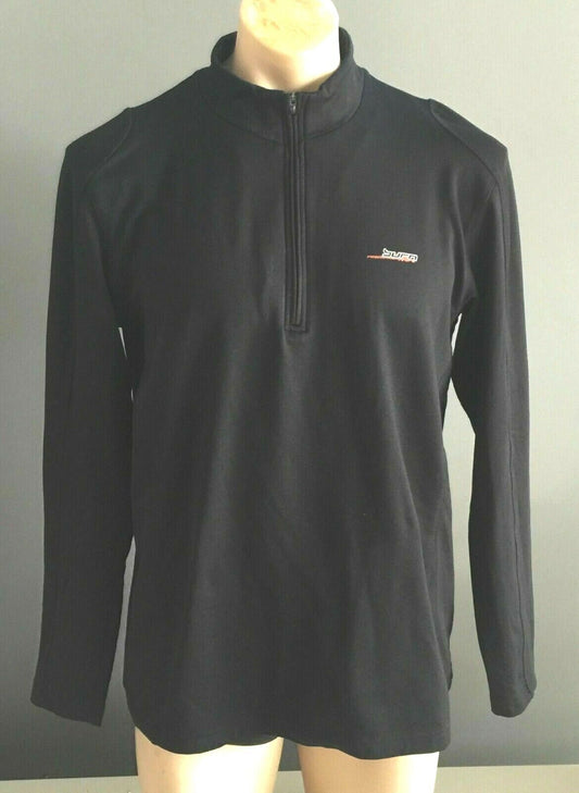 Mens SHAMP  "Burn" 1/2 Zip Sports Top Logo Black Long Sleeve Gym Size L 52 54