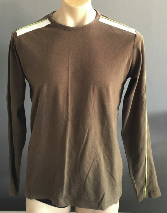 Mens DAMAGE FASHIONS Khaki Crew Neck Long Sleeve Pull On Casual Top Size L