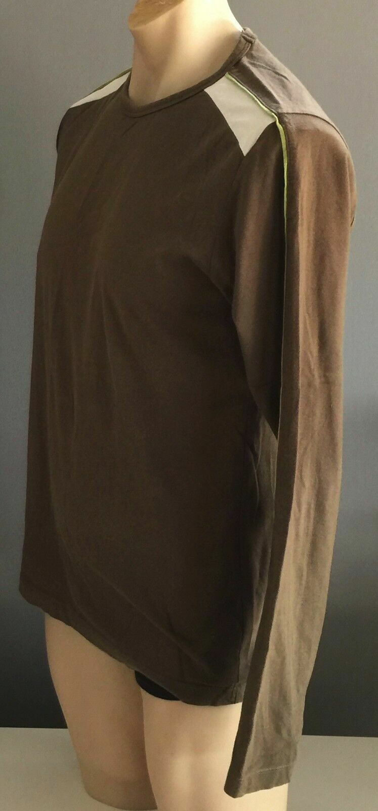 Mens DAMAGE FASHIONS Khaki Crew Neck Long Sleeve Pull On Casual Top Size L