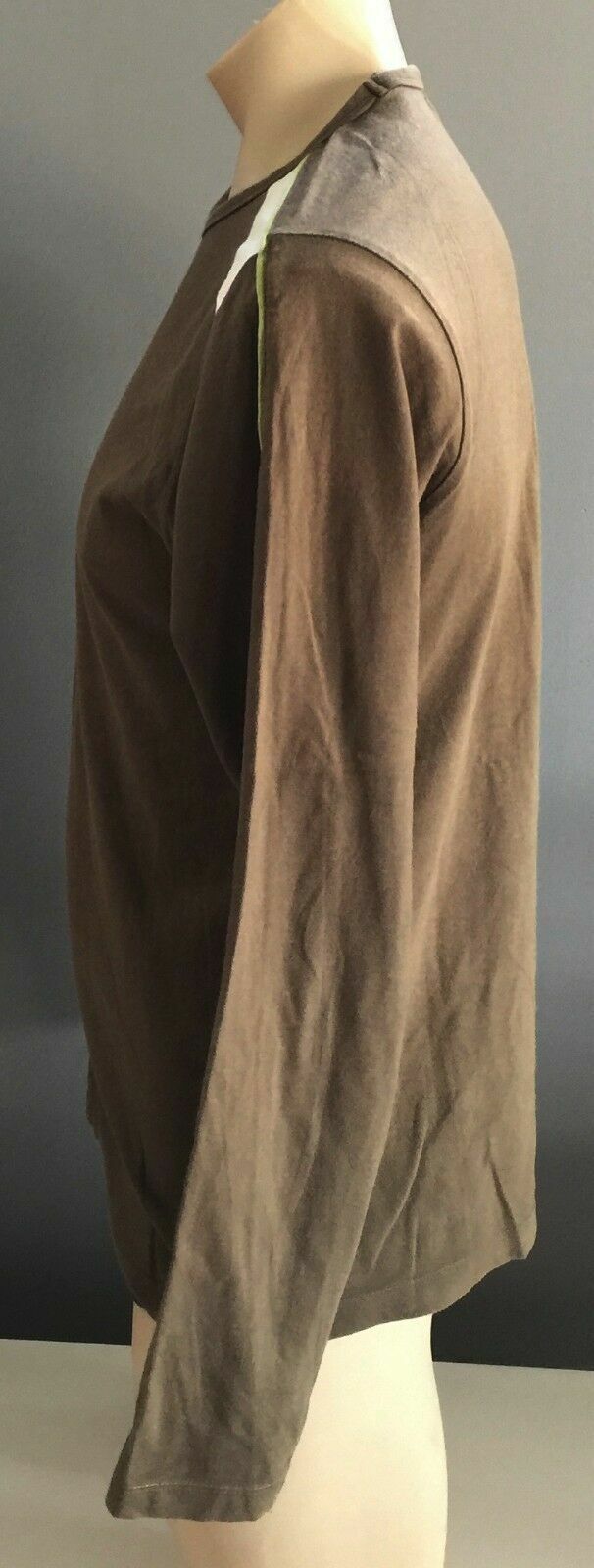 Mens DAMAGE FASHIONS Khaki Crew Neck Long Sleeve Pull On Casual Top Size L