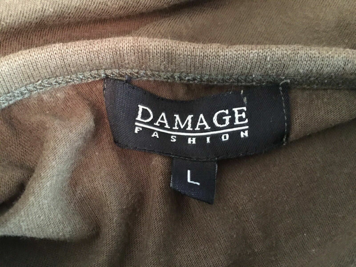 Mens DAMAGE FASHIONS Khaki Crew Neck Long Sleeve Pull On Casual Top Size L
