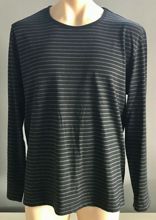 URBAN SUPPLY Crew Neck Top Long Sleeve Black Grey Stripe Mens  Size XL