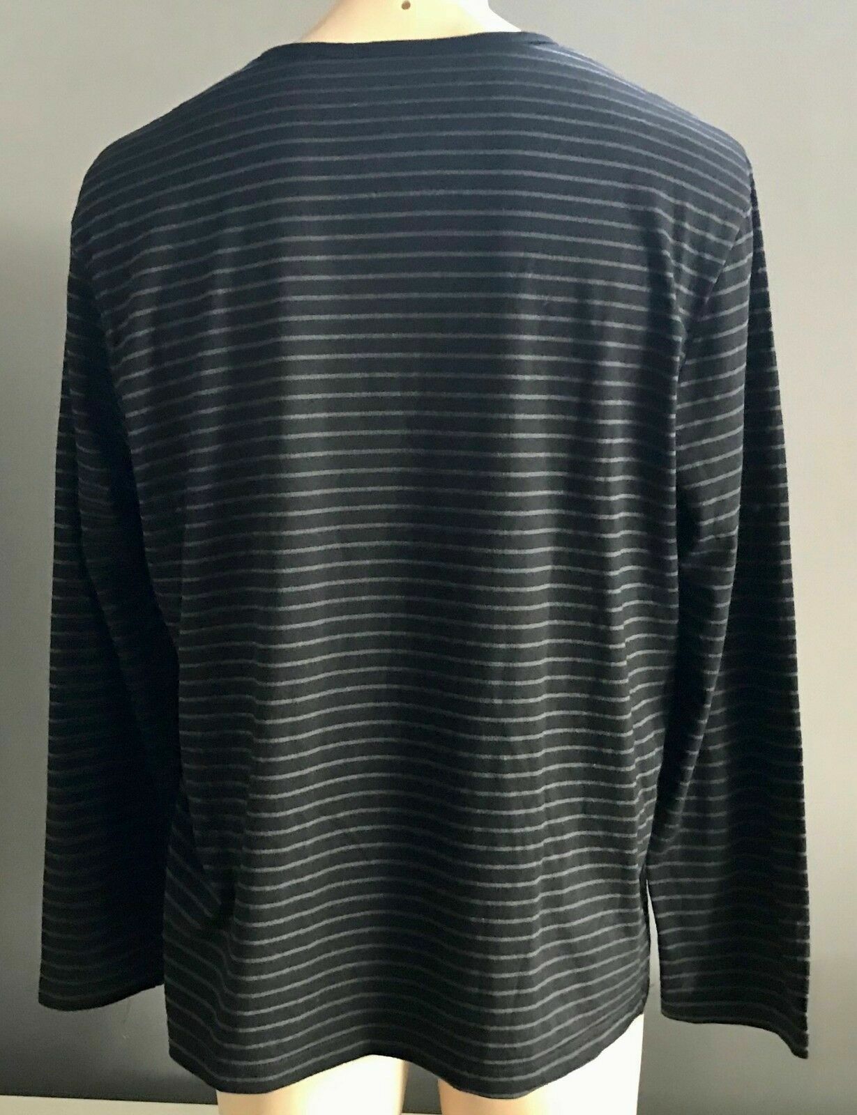 URBAN SUPPLY Crew Neck Top Long Sleeve Black Grey Stripe Mens  Size XL