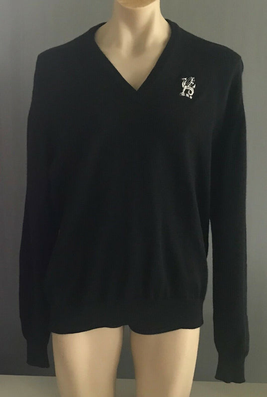 KNIT JUMPER Dragon Logo Sweater Black V-Neck Long Sleeve  Mens Size XXXL 126cm