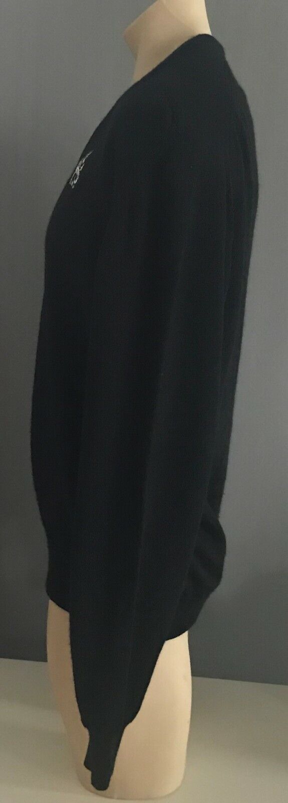 KNIT JUMPER Dragon Logo Sweater Black V-Neck Long Sleeve  Mens Size XXXL 126cm
