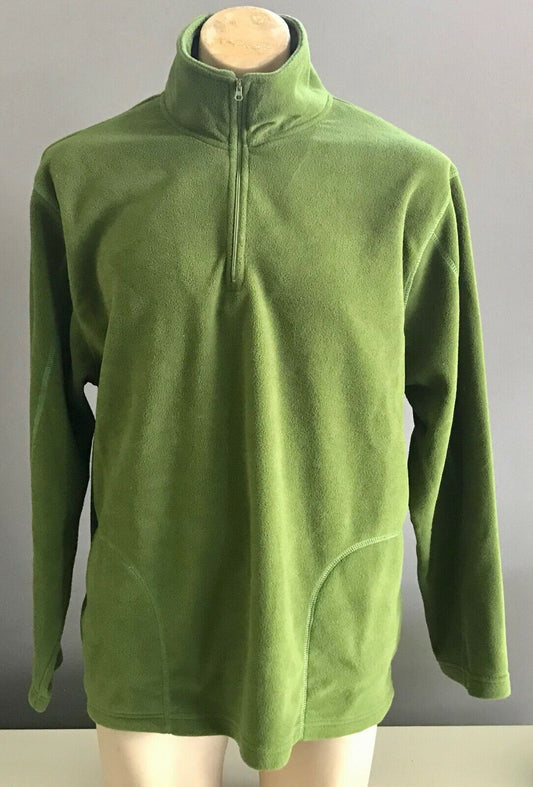 ICE BOX Zip Jumper Green Polar Fleece Long Sleeve High Neck Mens Size XL Sweater