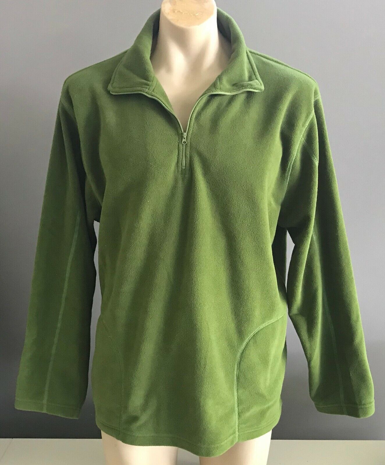 ICE BOX Zip Jumper Green Polar Fleece Long Sleeve High Neck Mens Size XL Sweater