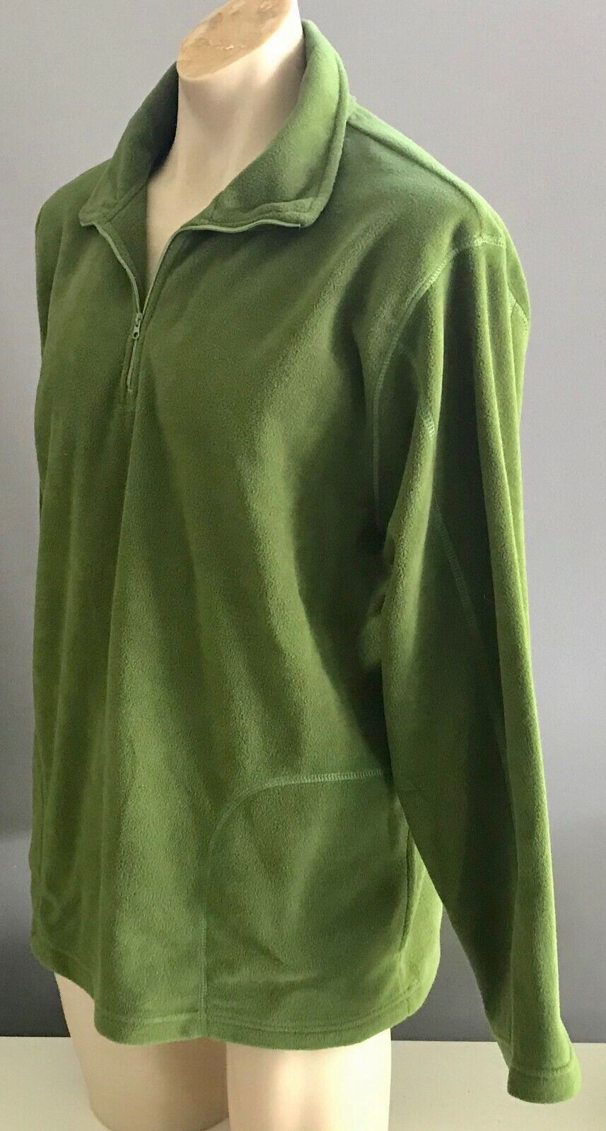 ICE BOX Zip Jumper Green Polar Fleece Long Sleeve High Neck Mens Size XL Sweater