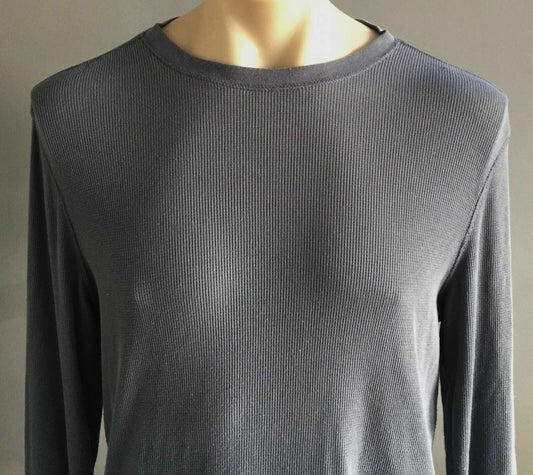 Mens GAP Crew Neck Top Waffle Weave Blue Grey Long Sleeve Size M