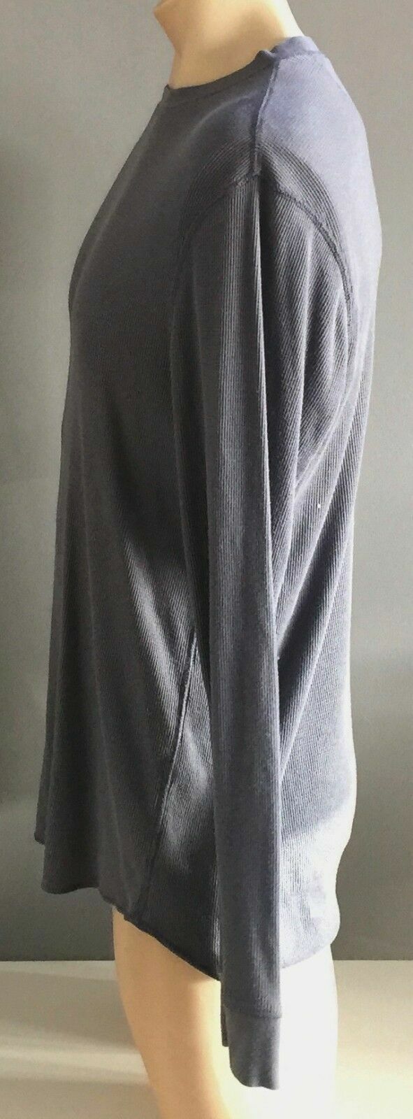 Mens GAP Crew Neck Top Waffle Weave Blue Grey Long Sleeve Size M