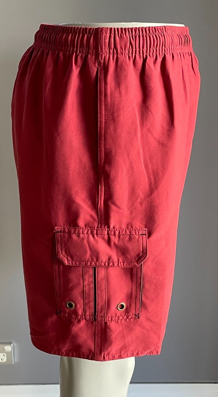 HAWAIIAN PERFORMANCE SURF WEAR Board Shorts Elastic Waist Rust Red Swim Sz L