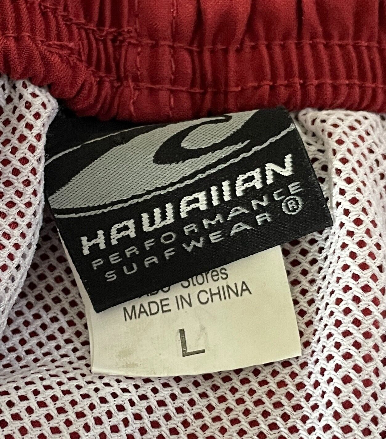 HAWAIIAN PERFORMANCE SURF WEAR Board Shorts Elastic Waist Rust Red Swim Sz L