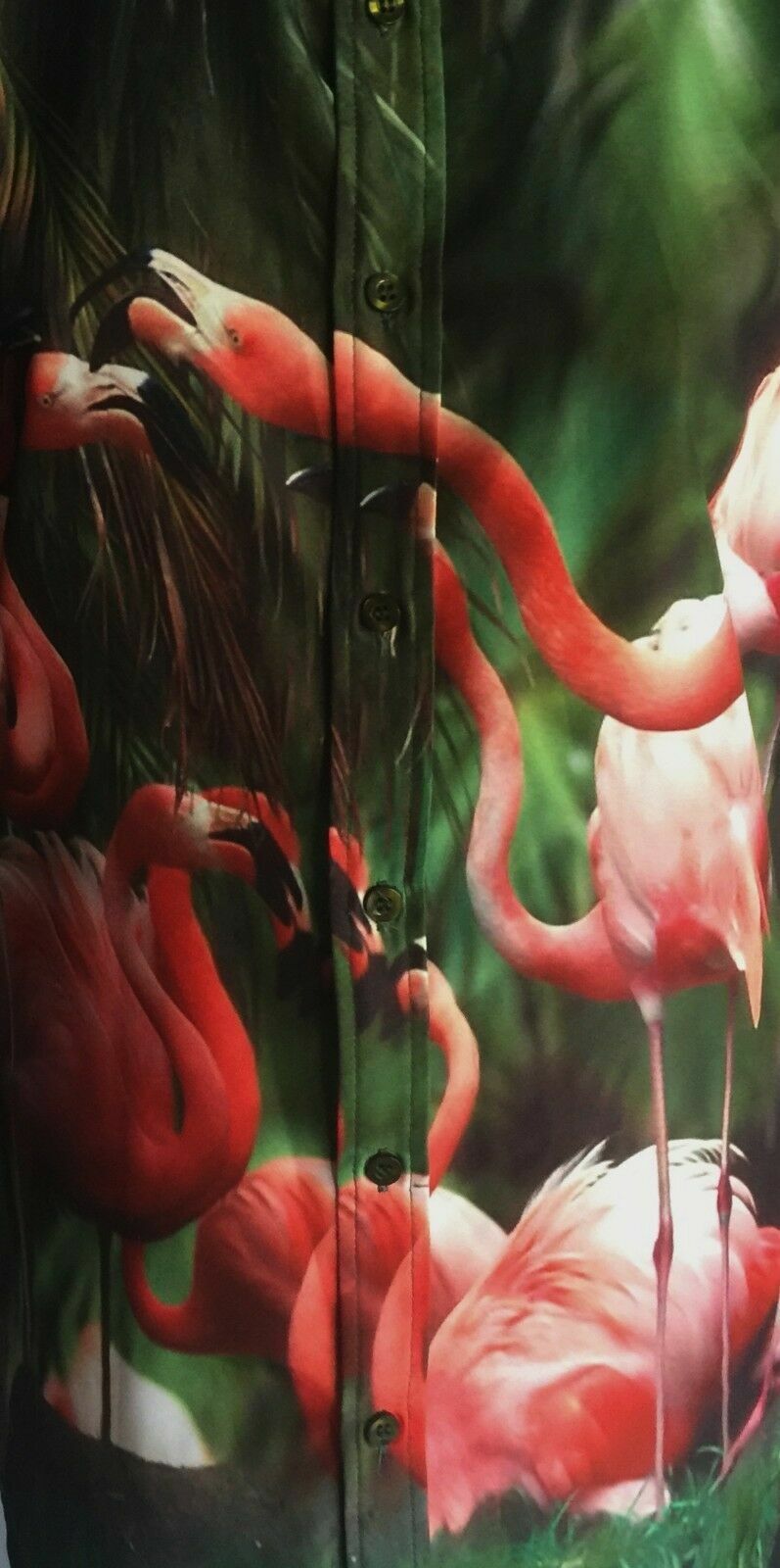 PULPKITCHEN Flamingo Print Shirt Mens Size S Bright Bold Vivid Hawaiian Vintage