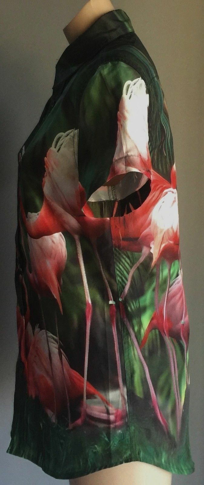 PULPKITCHEN Flamingo Print Shirt Mens Size S Bright Bold Vivid Hawaiian Vintage